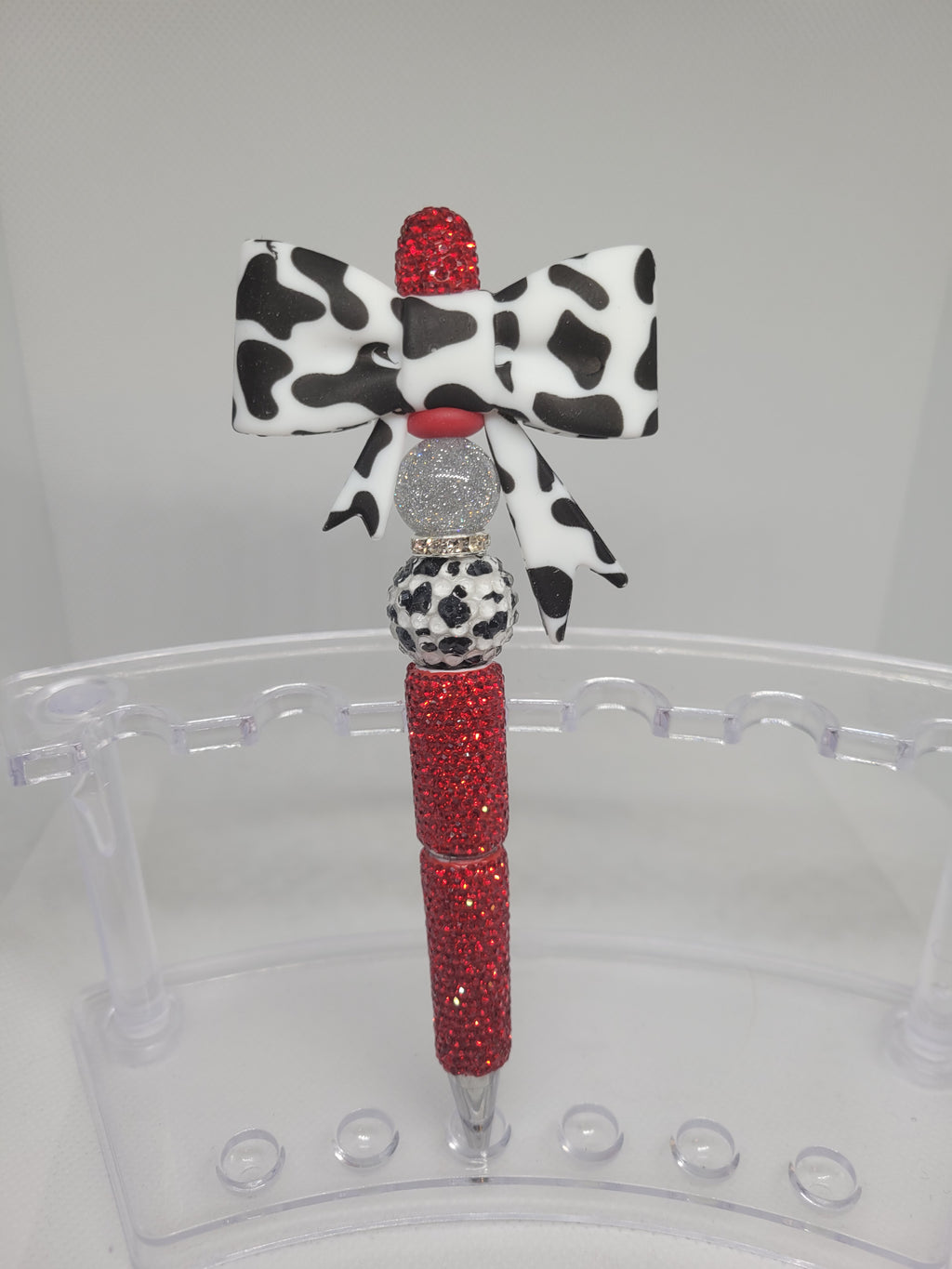 Red glitter beaded pen