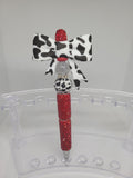 Red glitter beaded pen