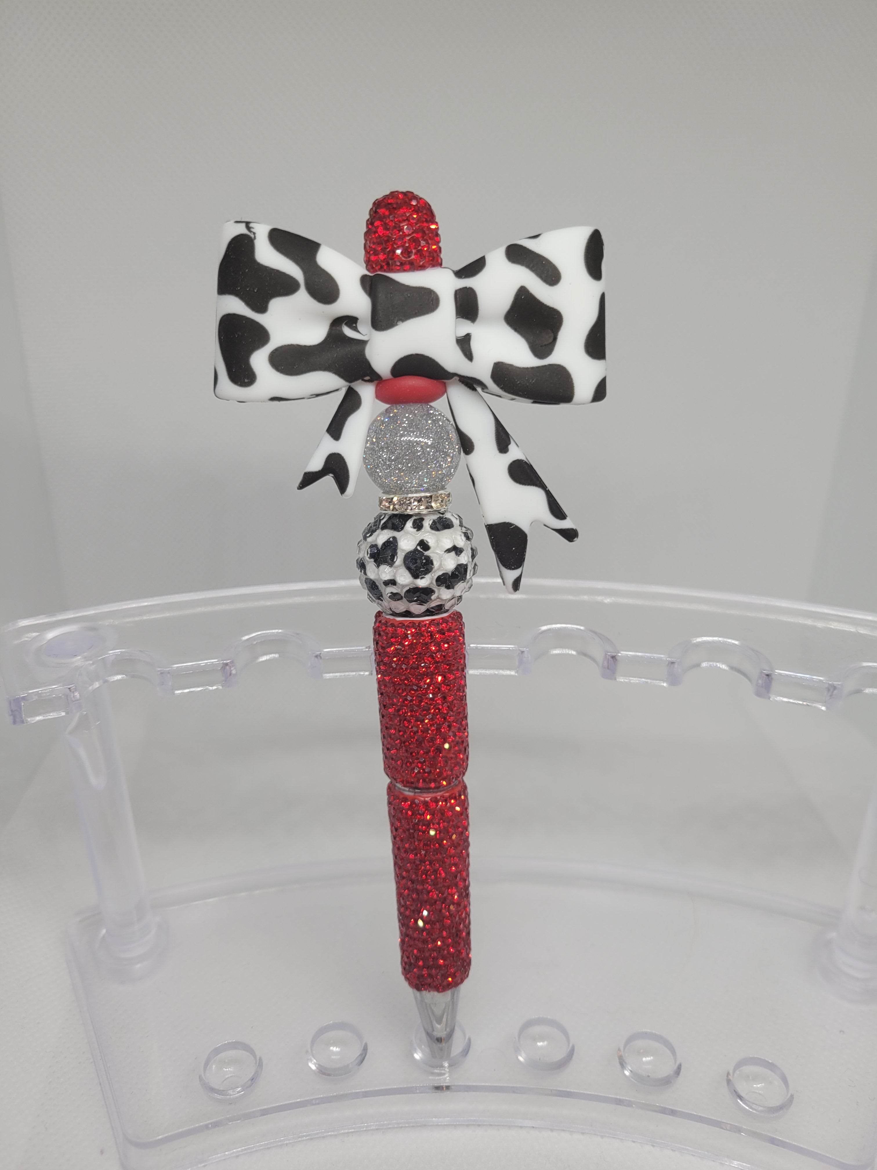 Red glitter beaded pen