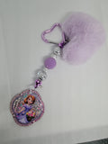 Beaded purple bag charm or keychain