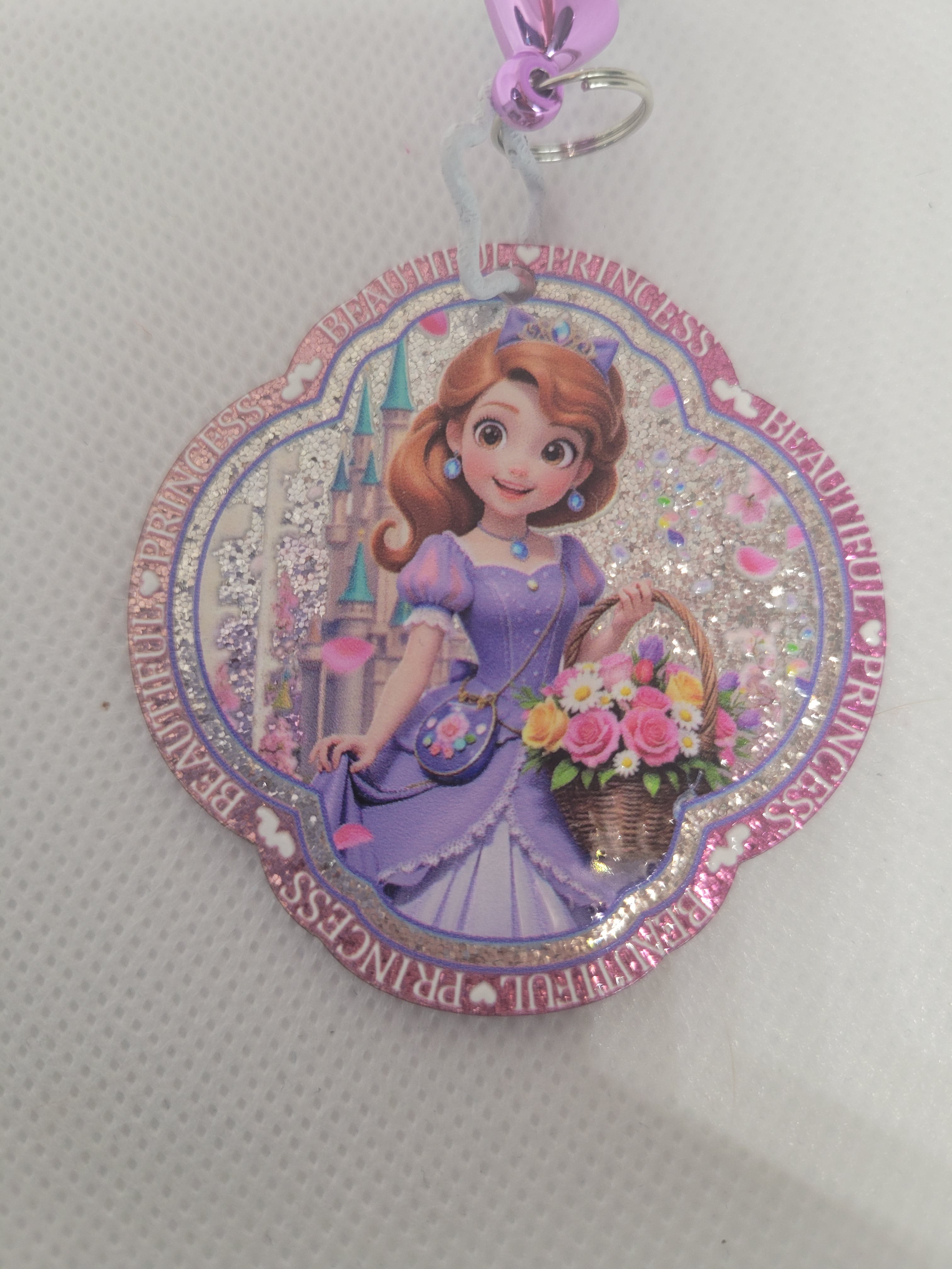 Beaded purple bag charm or keychain