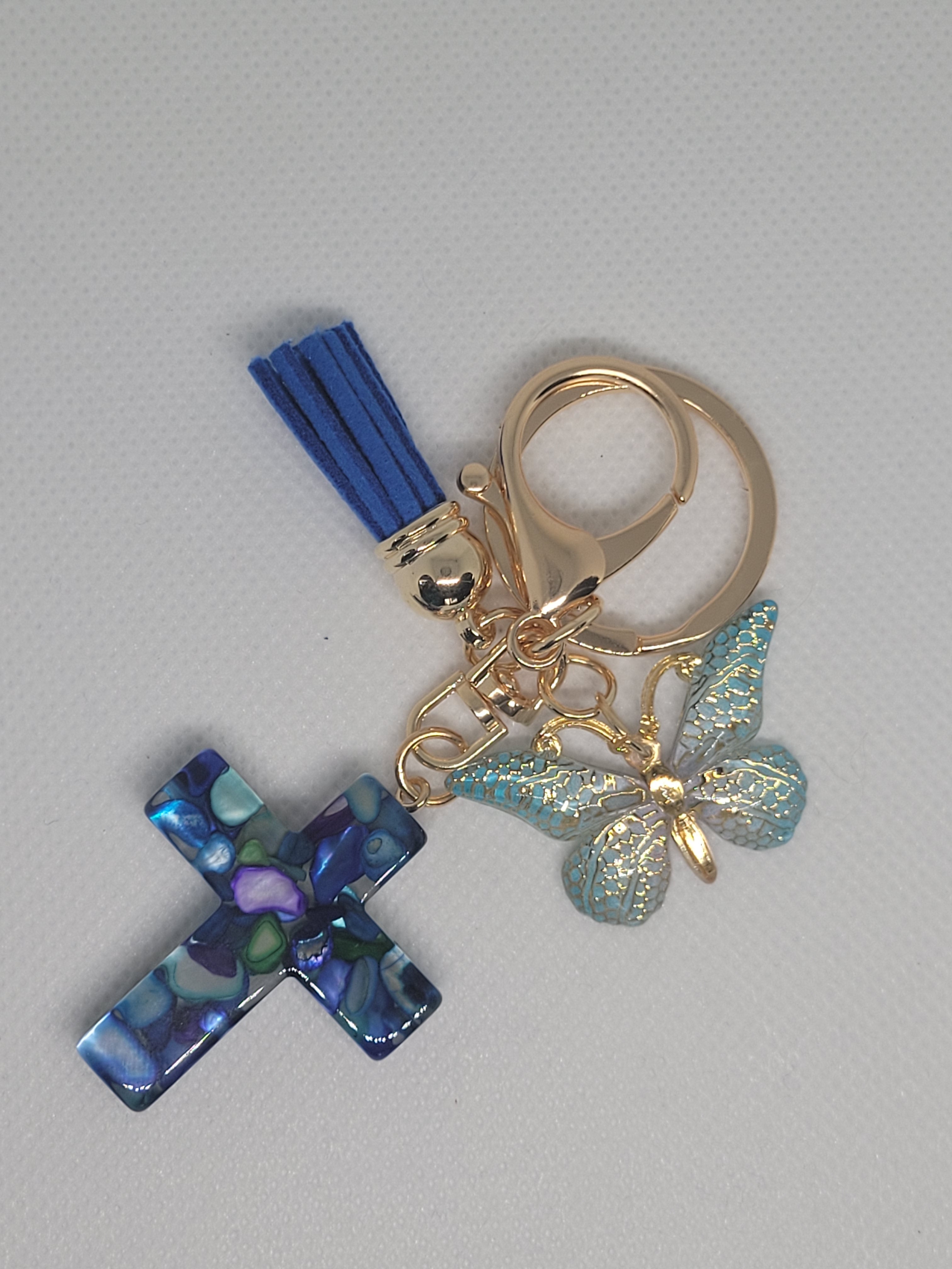 Blue cross keychain
