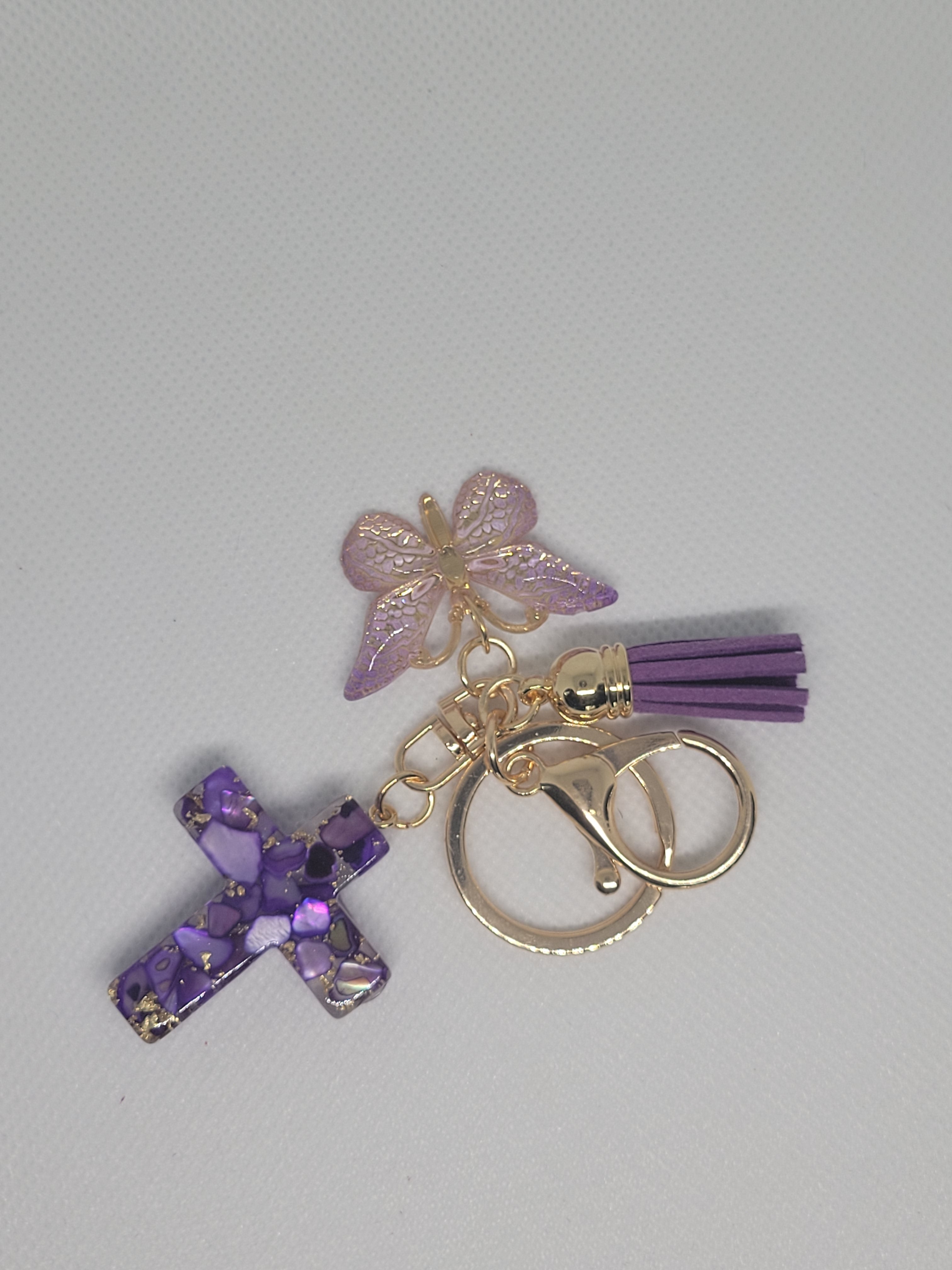 Purple cross keychain