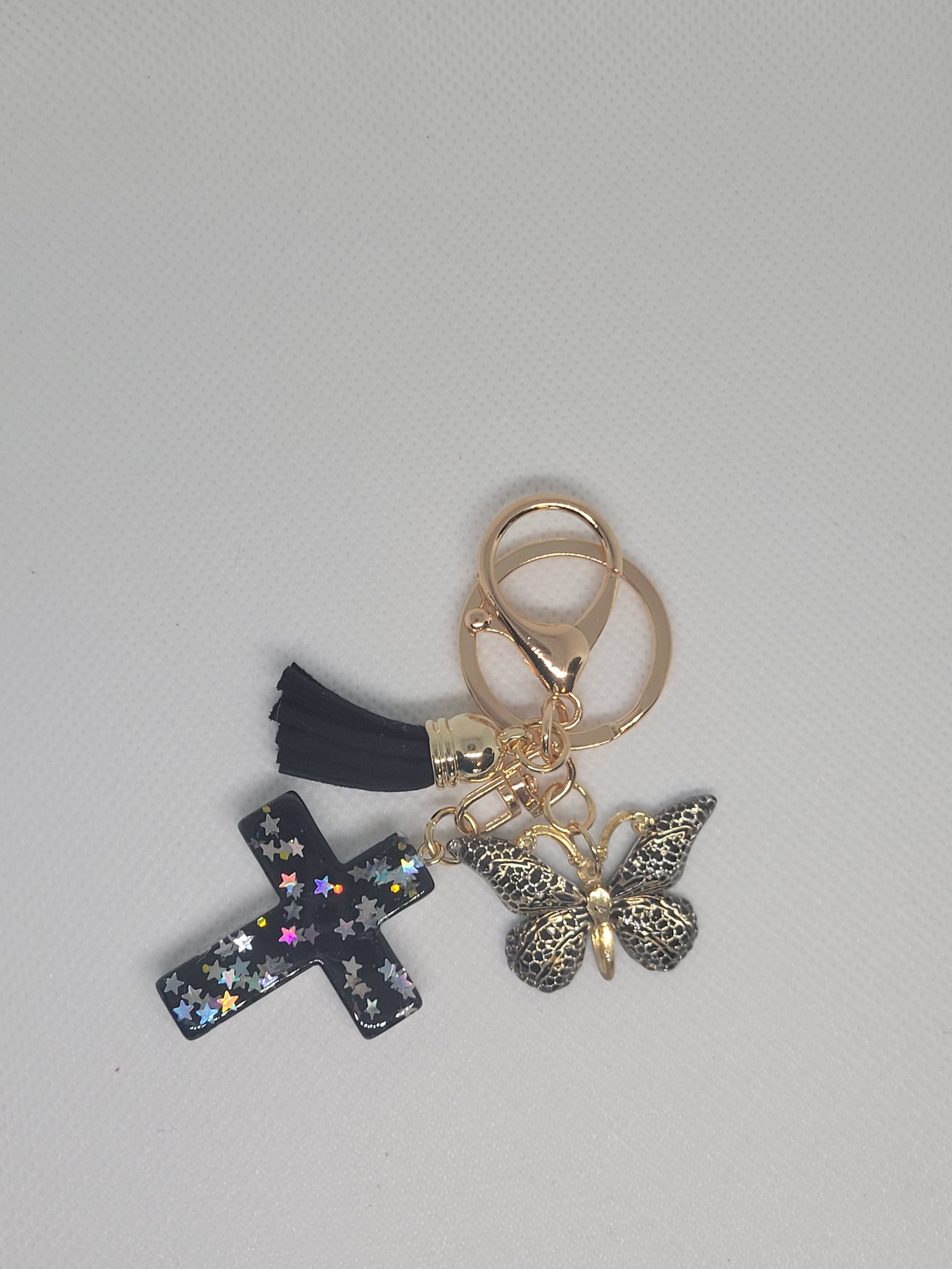 Black cross keychain