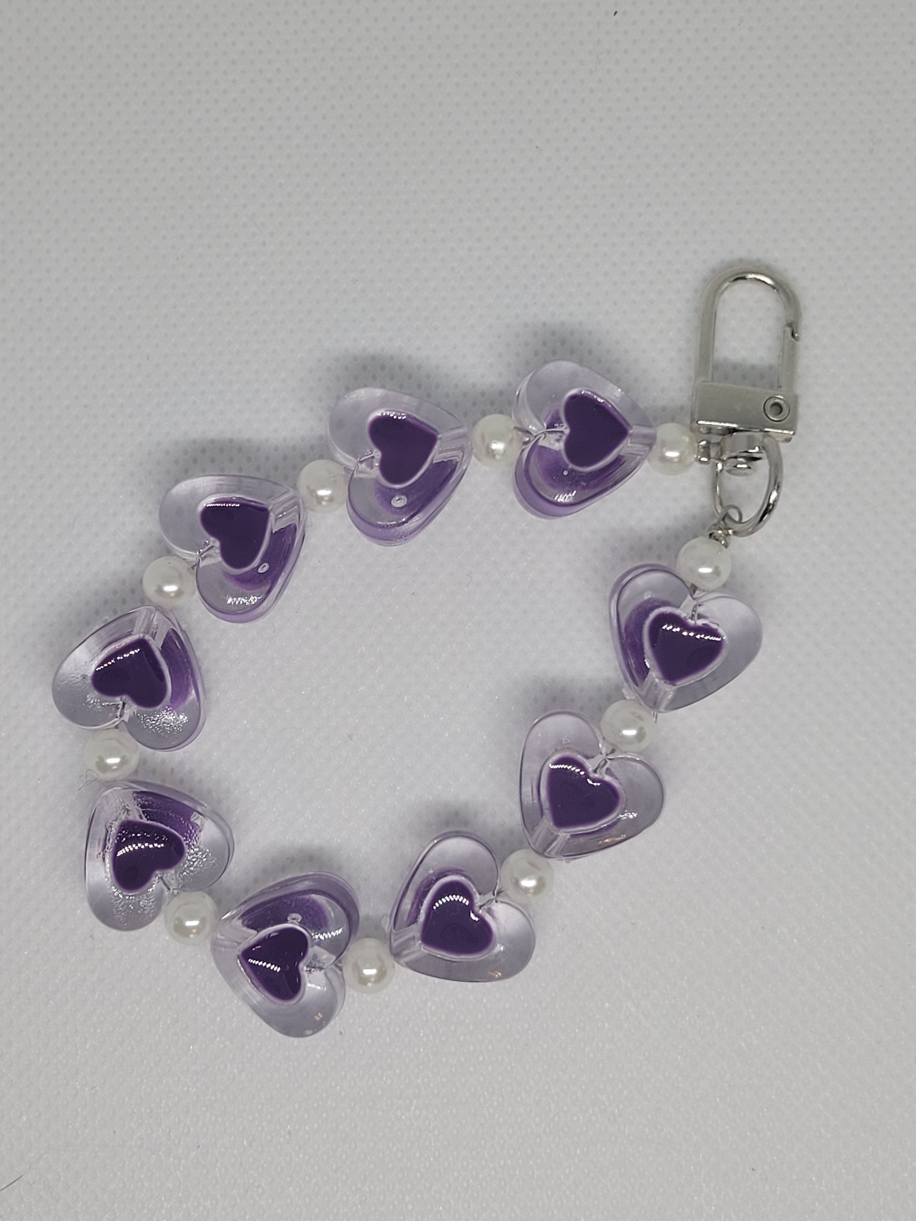 Beaded heart phone or bag charm