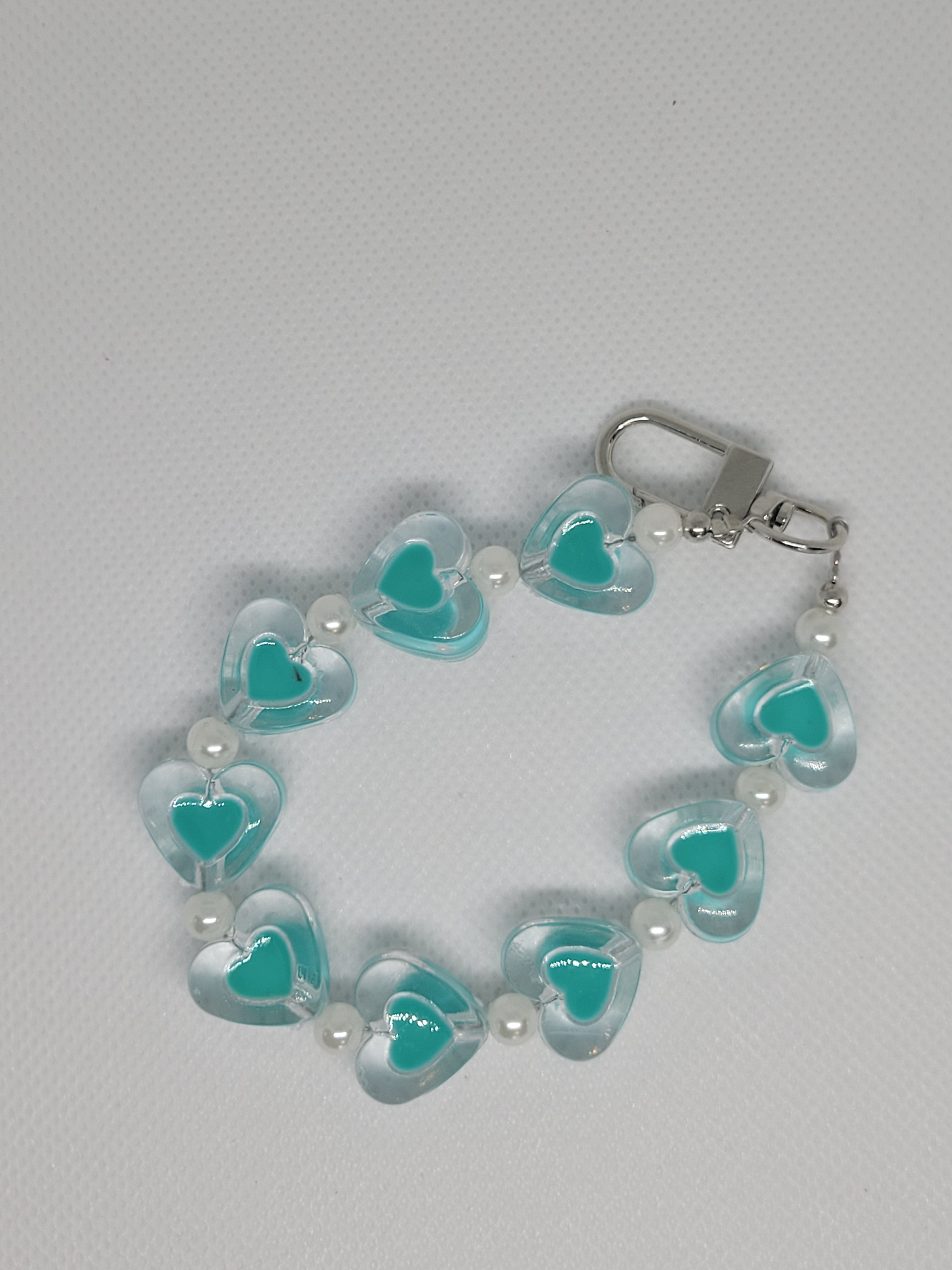 Beaded heart phone or bag charm